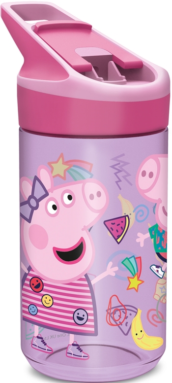 Peppa Wutz - Trinkflasche mit Flip-Funktion und Strohhalm - Peppa und Schorsch Wutz