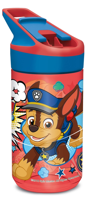 Paw Patrol - Trinkflasche mit Klappfunktion und Trinkhalm - Chase und Rubble