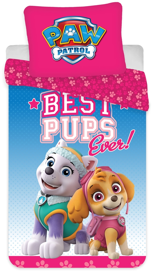 Rosa Bettwäsche 140 x 200 cm - Paw Patrol Bettwäsche-Set mit Everest und Skye - Wendedesign - 100 % Baumwolle