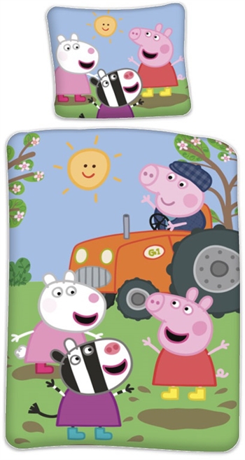 Kinderbettwäsche - 140x200 cm - Peppa Wutz auf dem Land - Wendebettbezug - 100 % Baumwolle