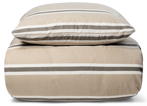 Flanell-Bettwäsche - 140x200 cm - Stripe beige - 100 % Baumwoll-Flanell - By Night Bettwäsche-Set