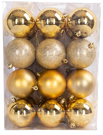 Weihnachtskugeln - Gold - Packung mit 24 Stück Durchmesser 8 cm