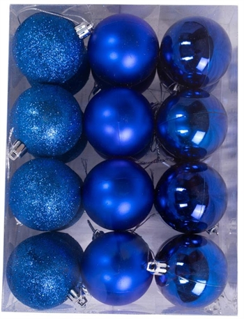 Weihnachtskugeln - Blau - Packung mit 24 Stück Maße: 6 cm Durchmesser