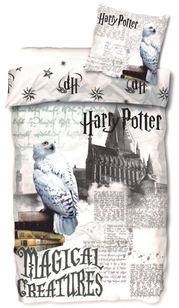 Harry-Potter-Bettwäsche - 140 x 200 cm - Hogwarts und Hedwig - Bettwäscheset im 2-in-1-Design - Bettbezug aus 100 % Baumwolle