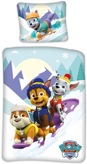 Paw Patrol Junior-Bettwäsche 100x140 cm - Paw Patrol Bettwäscheset Junior - Snow - 2-in-1 - 100 % Baumwolle