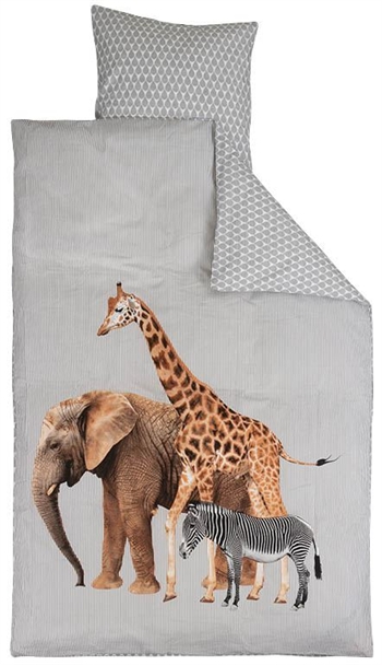 Bettwäsche 140x200 cm - Giraffe, Elefant und Zebra - 2-in-1-Bettwäsche-Set - 100 % Baumwolle - Kinderbettwäsche