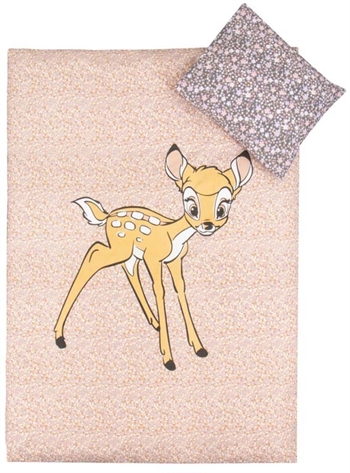 Bettwäsche für Babys 70x100 cm - Bambi und Blumen - 2-in-1-Design - Bettwäsche aus Baumwolle