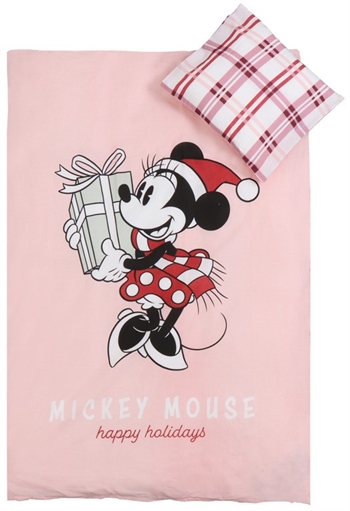 Weihnachtsbettwäsche Junior - 100x140cm - Minnie Mouse - Weihnachtsmotiv Rosa - 100 % Baumwolle