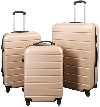 Koffer - 3er-Set - Exklusives Hardcase Koffer-Set im Angebot - Goldfarben mit Streifen