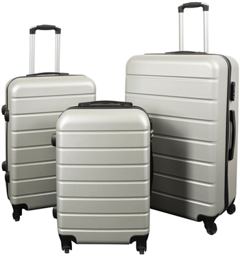 Koffer-Angebot - Set mit 3 Stück. - Exklusives Hardcase Koffer-Set - Grau mit Streifen