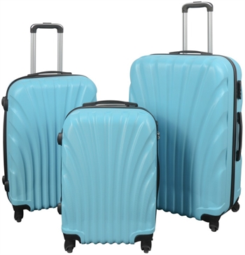 Koffer-Set - 3-tlg. - Praktischer Hardcase Koffer - Muschel hellblau