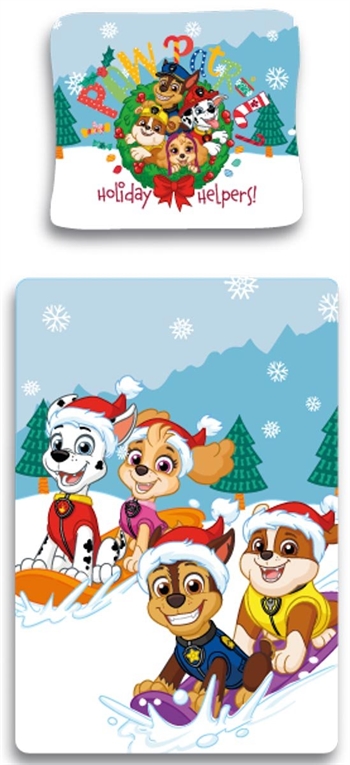 Weihnachtsbettwäsche 140 x 200 cm - Paw Patrol Bettwäsche - Holiday Helpers - 2-in-1-Design - Bettwäsche-Set aus 100 % Baumwolle