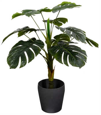 Künstliche Monstera - Höhe 90 cm - Ein Stamm mit grünen Blättern - Künstliche Bodenpflanze