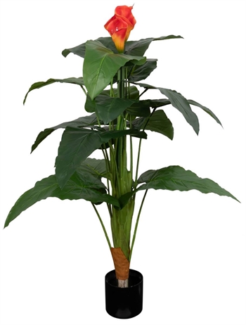 Künstliche Calla-Pflanze - Höhe 115 cm - Prächtige orange Blüten - Künstliche Bodenpflanze