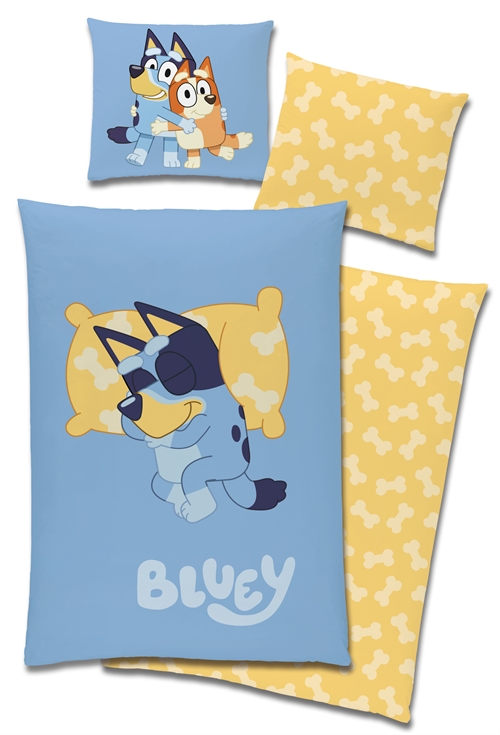 Bluey-Bettwäsche, weich und angenehm, 100 % Baumwollflanell - Schlafender Bluey - 140 x 200 cm, 2-in-1-Design-Bettwäsche-Set