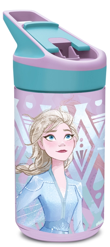 Frozen - Trinkflasche mit Flip-Funktion und Strohhalm - Anna und Elsa