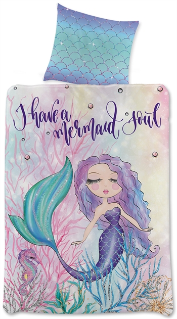 Meerjungfrauen Bettwäsche 140x200 cm - Mermaid Soul - Bettwäsche-Set mit 2-in-1 Design - Kinderbettwäsche aus 100 % Baumwolle