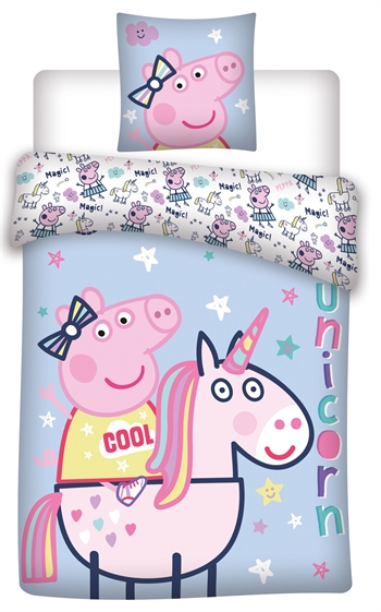 Peppa Wutz Bettwäsche - 140 x 200 cm - Peppa Wutz und Einhorn - Bettwäsche-Set mit 2-in-1-Design - 100 % Baumwolle