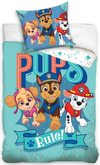 Paw Patrol Bettwäsche - 150x210 cm - Pups Rule! - Bettbezug mit 2-in-1-Design - 100 % Baumwoll-Bettwäscheset