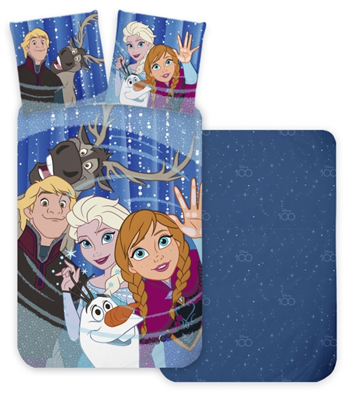 Frozen-Bettwäsche - 140 x 200 cm - Anna, Elsa, Sven, Kristoff und Olaf - 100 % Baumwolle Bettwäscheset Frozen