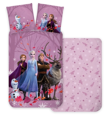 Frozen Junior-Bettwäsche - 100x140 cm - Rosa - Anna, Elsa, Kristoffer, Sven & Olaf - 100 % Baumwolle