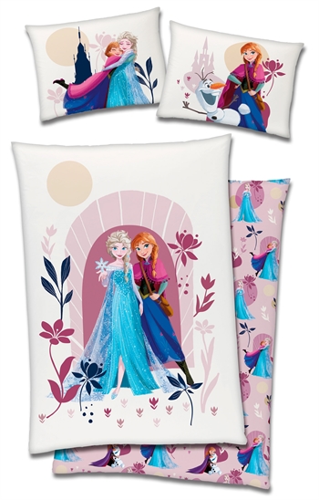 Frozen Bettwäsche - 150x210 cm - Anna und Elsa - Deckenbezug mit 2-in-1-Design - 100 % Baumwolle