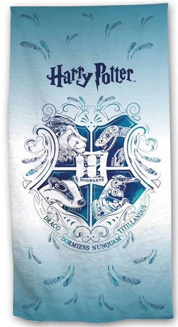 Harry Potter Strandtuch - Blaues Hogwarts Logo - 70x140 cm - 100 % weiche Baumwolle -