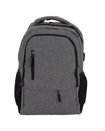 Rucksack mit USB-A-Kabel - grauer Computerrucksack für 15" Laptop - 48x33x18 cm