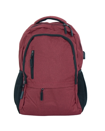 Rucksack mit USB-A-Kabel - roter Computerrucksack für 15" Laptop - 48x33x18 cm