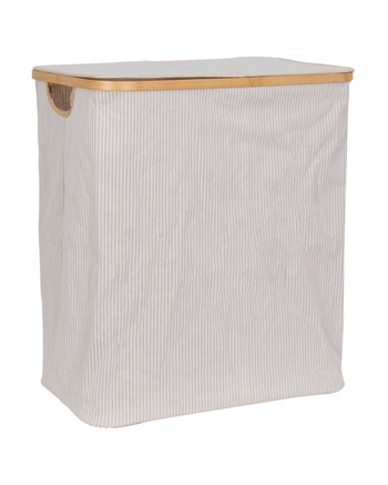 Wäschekorb - 60x54x33 cm - Beige-weißer Wäschekorb mit Raumaufteilung