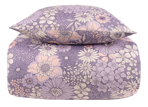 Bettwäsche 140x200 cm - Violette Blumenmuster - Borg Living Bettwäsche aus Polyester-Baumwolle