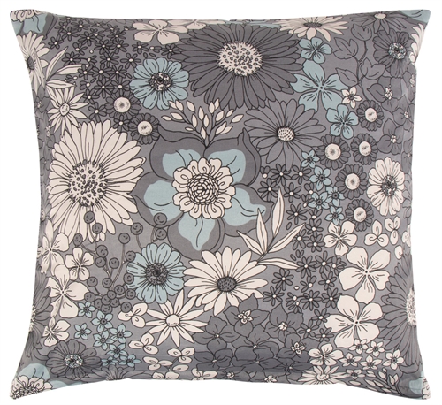 Kissenbezug 60x63 cm - Schwarzes Blumendesign aus Polyester-Baumwolle - Borg Living