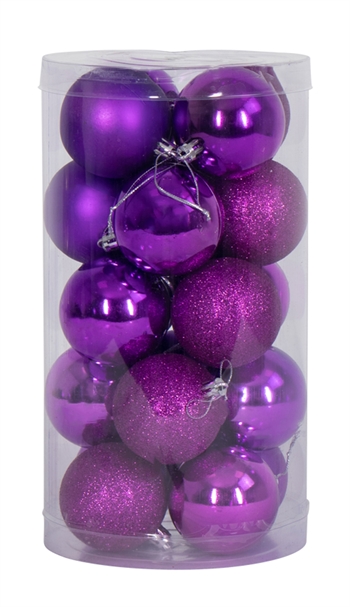 Weihnachtskugeln - 20 Stück lila - 6 cm Durchmesser - Schöner Christbaumschmuck