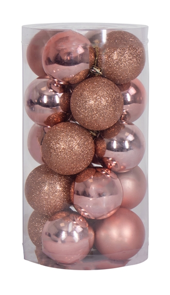 Weihnachtskugeln - 20 Stück Roségold - 6 cm Durchmesser - Wunderschöner Christbaumschmuck