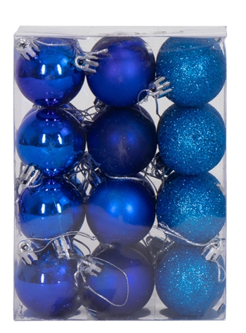 Weihnachtskugeln - 24 Stück Blau - 4 cm Durchmesser - Schöner Weihnachtsbaumschmuck