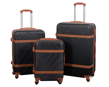 Koffer-Set - 3-tlg. - Hardcase-Reisekoffer - Retro Schwarz - Leichte Koffer