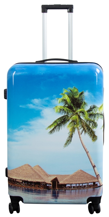 Großer Koffer - Hardcase Koffer mit Motiv - Strand und Palmen - Exklusiver leichter Koffer