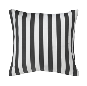 Kissenbezug 60x63 cm - Weicher Baumwollsatin - Nordic Stripe - Dunkelgrau und Weiß