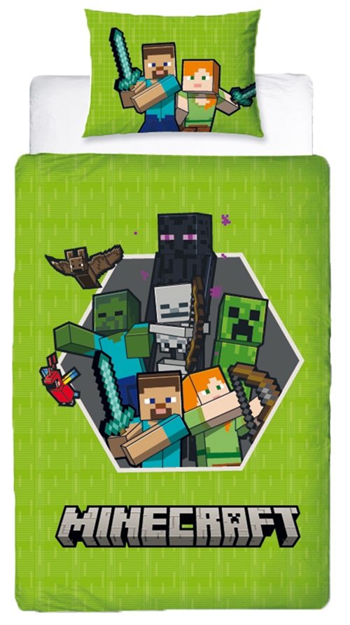 Minecraft Bettwäsche - 140 x 200 cm - Bettwäsche mit 2-in-1-Design - Bettwäsche aus Baumwolle