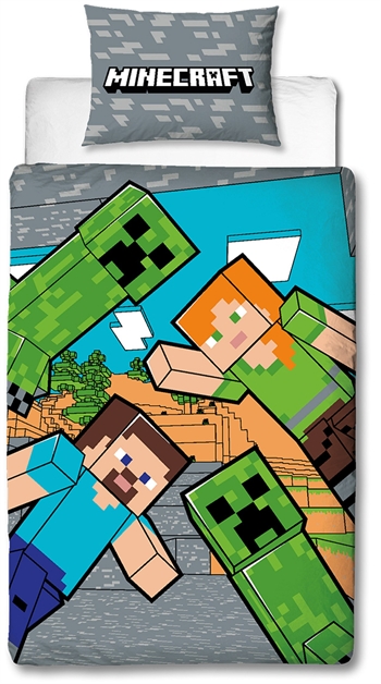 Minecraft Bettwäsche - 140x200 cm - Creeper - Deckenbezug mit 2-in-1 Design - Bettwäsche aus Baumwolle