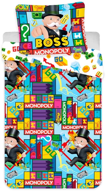 Kinderbettwäsche - 140 x 200 cm - Monopoly-Bettwäsche-Set - Wendebettbezug aus 100 % Baumwolle