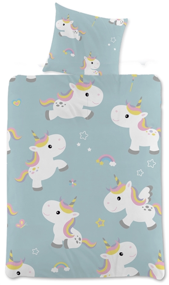 Einhorn-Bettwäsche - 140 x 200 cm - Unicorn und Regenbogen Bettwäsche für Kinder - 2-in-1-Design - Bettwäsche-Set aus 100 % Baumwolle.