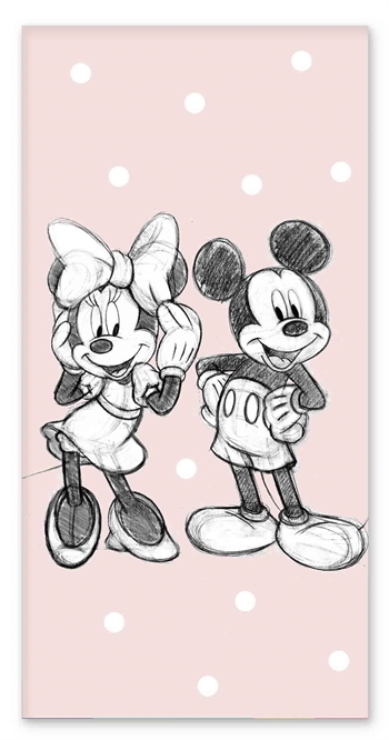 Strandtuch - 70 x 140 cm - Mickey und Minnie - 100 % Baumwolle