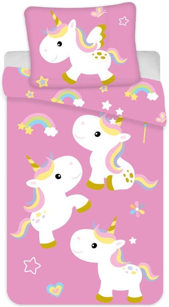 Einhorn-Bettwäsche - 140x200 cm - Unicorn-Kinderbettwäsche - 2-in-1-Design - Bettwäsche-Set aus 100 % Baumwolle