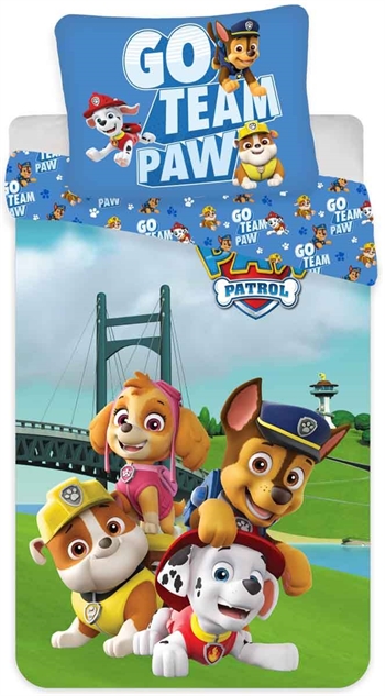 Paw Patrol Junior-Bettwäsche 100 x 140 cm - Go Team Paw - 2-in-1-Design - 100 % Baumwolle