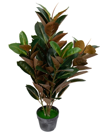 Künstliche Pflanze - 90 cm Höhe - Ficus Elastica - Künstliche Pflanze mit rötlichen Blättern