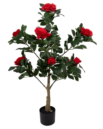 Künstliches Rosengewächs - 110 cm hoch - Mit roten Rosen und schönen Details