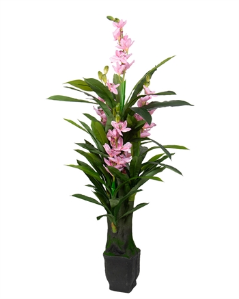 Künstliche Orchidee 165 cm - 3 rosa Blüten - Cymbidium-Orchidee