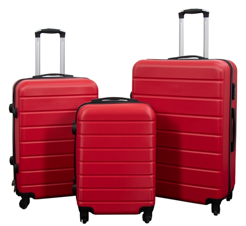 Koffer-Angebot - 3er-Set. - Exklusives Hardcase Koffer-Set - Streifen Rot